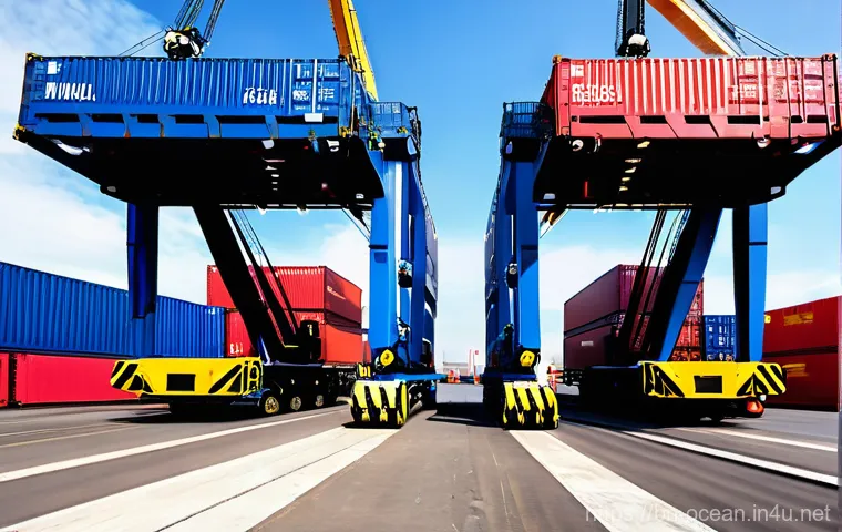 스마트 항만 시스템 - **Prompt: The Evolution of Ports: A Dual Perspective.**
A dynamic, horizontally split image comp...